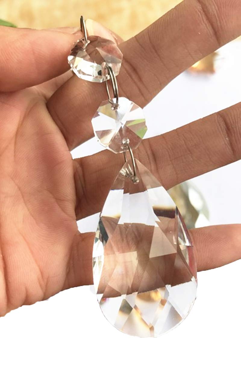 GBSTORE 8 Pcs Pendants Teardrop Lamp Chain with 2 Octagon Beads Clear Crystal Chandelier Beads Prism Shiny Glass Crystals Beads for Light Lamp, Jewelry Making and Outdoor DÃ©cor - Image 1